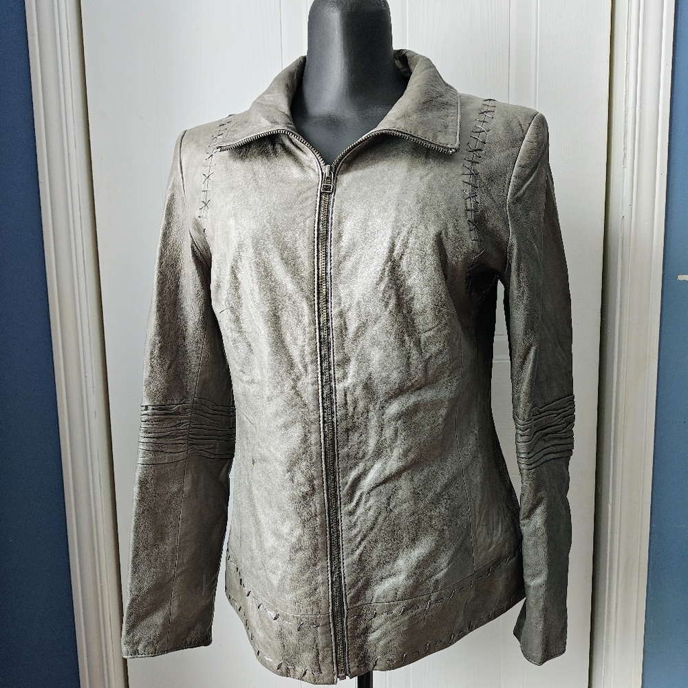 Danier Gray Leather Jacket